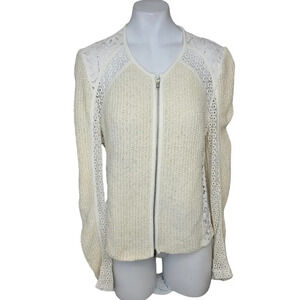 Marc Cain Womens  Crochet Lace Zip Up Sweater Size N3 / US 8